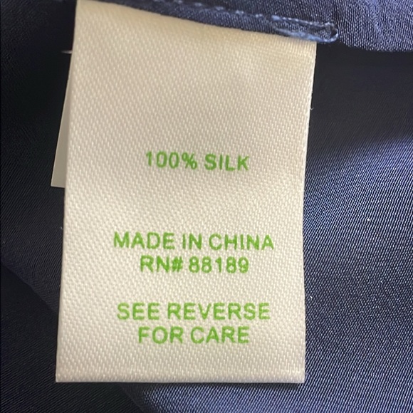 Lilly Pulitzer Silk Navy Blue Off-White Collar Sleeveless top- Large - Picture 10 of 12